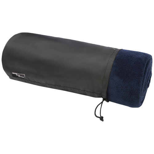 Plaid en polaire molletonné personnalisable rPET Lily Bleu Foncé